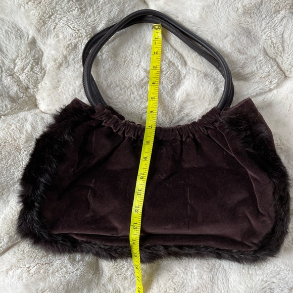 HYPE brown velvet and fur bag designer fun elegance - Picture 8 of 11